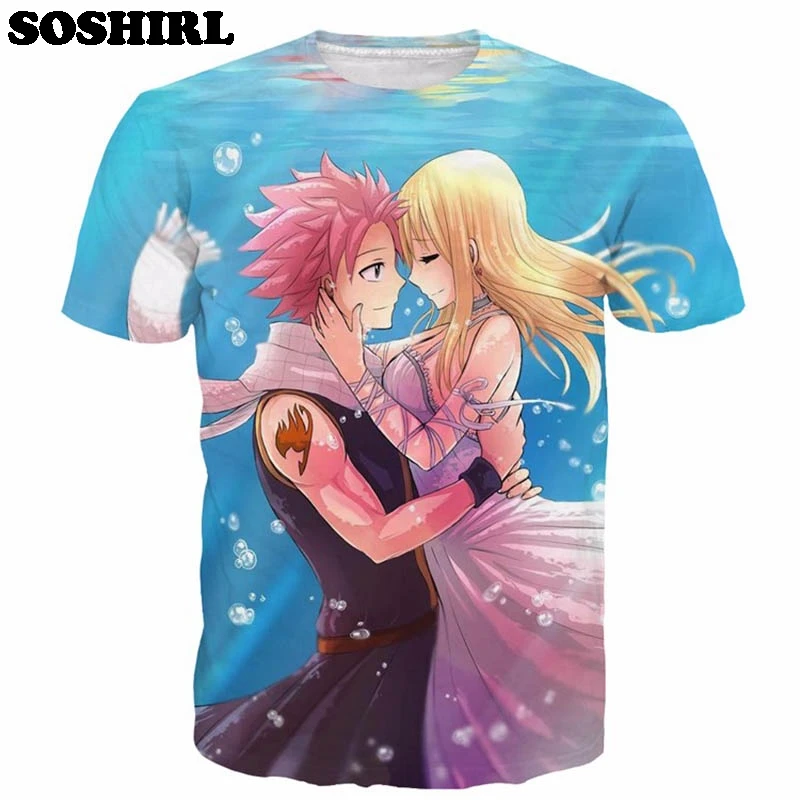 Soshirl Anime Romantic Couple T Shirts Fairy Tail 3d T Shirt Tees Characters Natsu And Lucy Prints Lovers Casual T Shirt Tops 3d T Shirt T Shirt Topcasual T Shirt Aliexpress