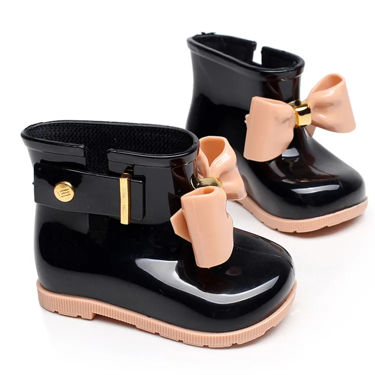 preço Mini Melissa sandálias meninas sapatos meninas bonito bowknot botas de chuva não slip botas de chuva as crianças à prova d água botas de chuva as crianças sapatos