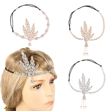 Золотая и серебряная повязка на голову 1920 года свадебные аксессуары для волос свадебные диадемы и короны Вдохновленный лист медальон головной убор