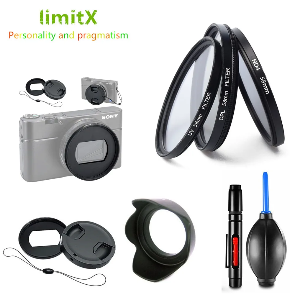 

Filter set UV CPL ND & Adapter Ring & Lens Hood Cap Cleaning Pen Rubber Air Blower for Sony RX100 Mark VII VI VA RX100M6 RX100M7
