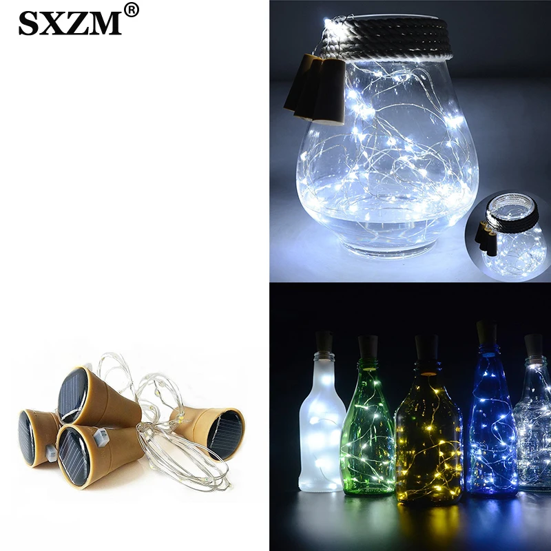 

10LEDs Solar Powered Cork Shaped LED String Light Copper Garland Wire String Lights Christmas Holiday Party Wedding Decoration