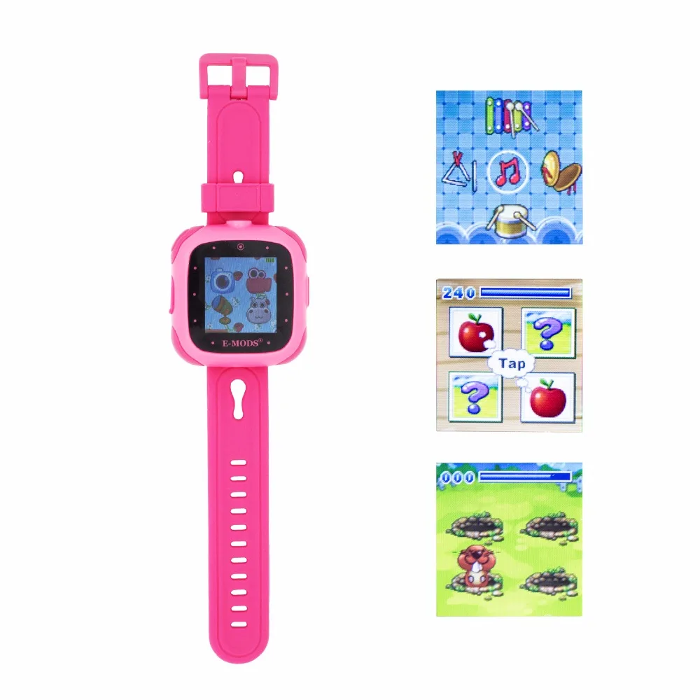 Детские Смарт-часы 1,5 дюймов с сенсорным экраном, встроенные головоломки, многоязычные умные часы с камерой, хороший подарок для детей, розовый цвет