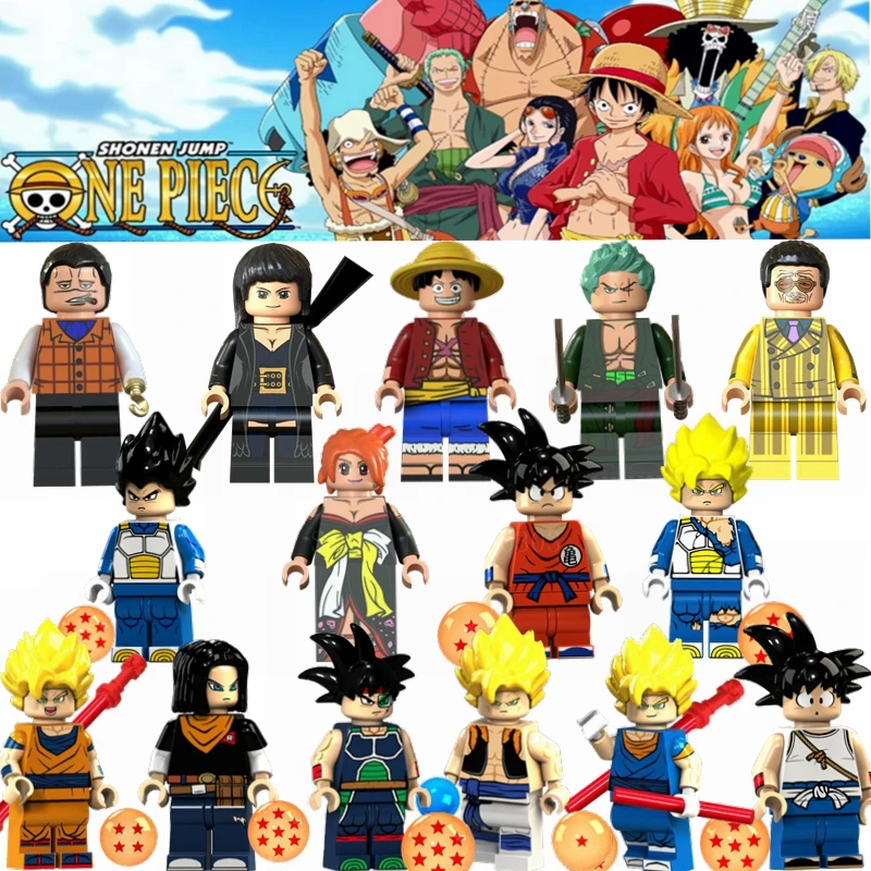

Legoing One Piece Anime Figures Luffy Robin Roronoa Zoro Z Goku Super Vegeta Dragon Ball Model Building Blocks Legoings Toys