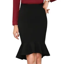 Стильные элегантные приталенные женские черная русалка юбка для женщин Осень Бизнес Женская официальный офисный стиль закрытый купальник больших размеров с чашечками степенная юбка тонкая пакет юбка