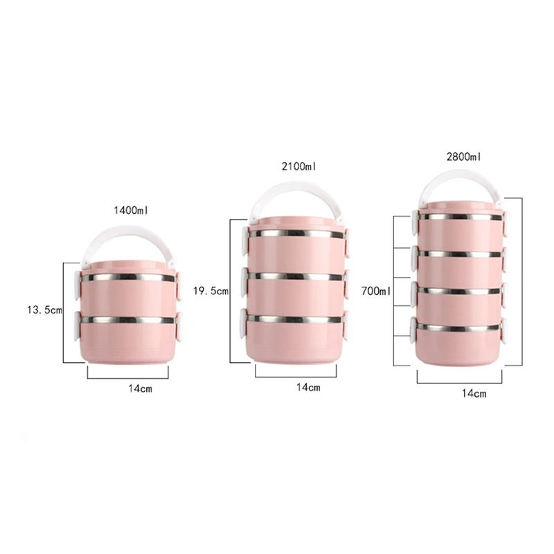 2-4 Layer 304 Stainless Steel Bento Lunch Box Leakproof Thermal Insulation Food Storage Container Large Picnic Office Lunchbox