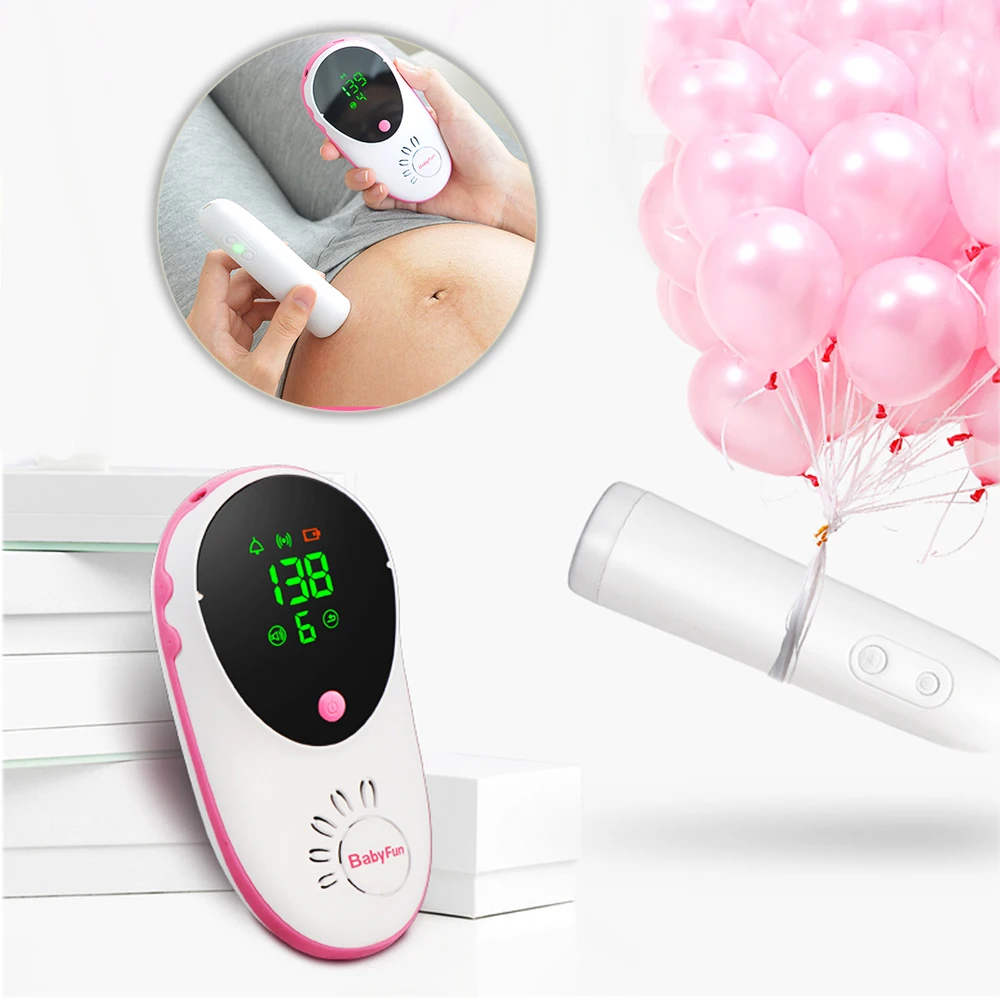 

Cute design Wireless Fetal Doppler Round Large Screen 50m Pairing Range Safty Prenatal Monitor Host Probe Seperately