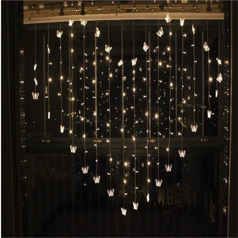 2 M * 1,5 m novedad mariposa LED cadena Luces cortina boda Hotel San Valentín vacaciones Luces hogar y jardín 2 M * 1,5 m novedad mariposa LED cadena Luces cortina boda Hotel San Valentín vacaciones Luces hogar y jardín