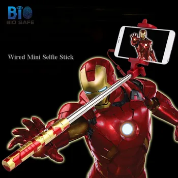 

[Biostore]Wired Mini Selfie Stick Iron Man Special Design Telescopic Universal Self Timer