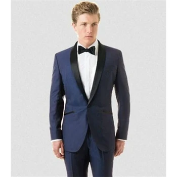 

2020 Latest tailored Groom tuxedos satin Black shawl lapel wedding suits for mens 3 pieces men suit (coat+Pants+ bow tie)