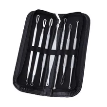 2017 Stainless Steel 7 Pcs set Acne Blemish Remover Cleaner Needle Pimple Spot Extractor Makeup Facial