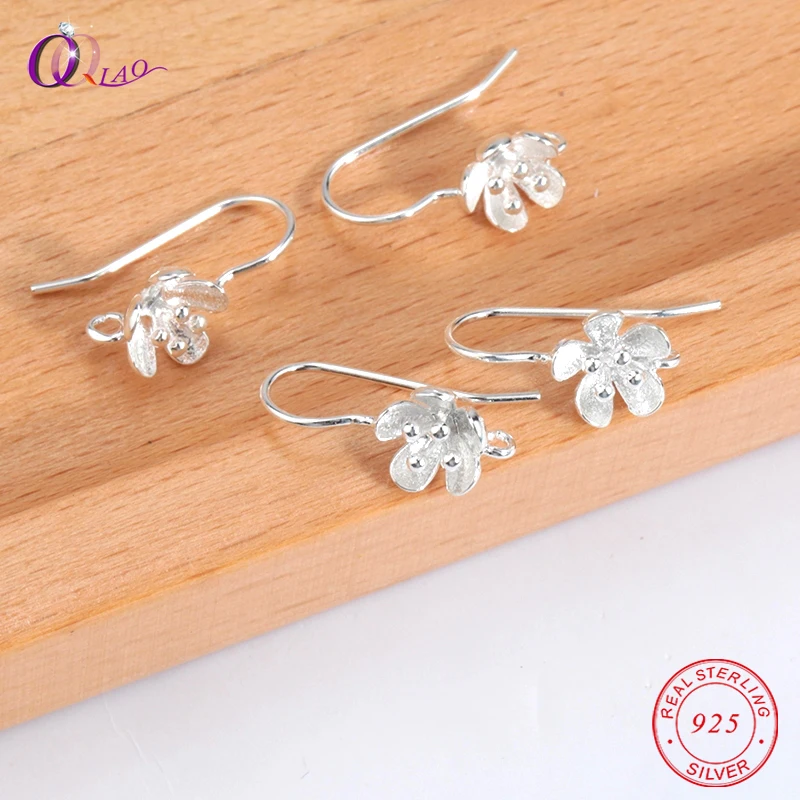 A Pair 925 Sterling Silver Flower Earring Ear Pins for Women Jewelry Making DIY Flower Wedding Earrings Pins Jewelry Findings