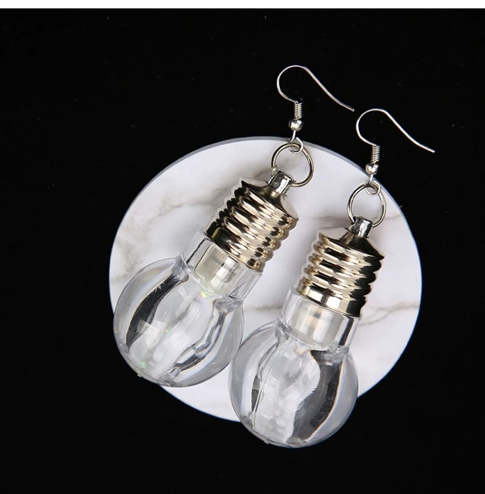 New Fashion LED Lamp Bulb Dangle Earring For Women Hip Hop Light