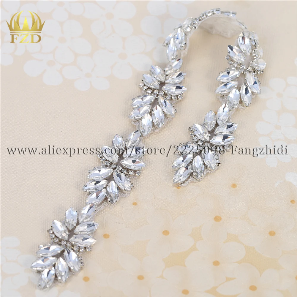 

(1yard) Hot fix Sew on Silver Beaded Crystal Trims Rhinestones Fashion Chain Trim for wedding dress or Sash apply for crafts