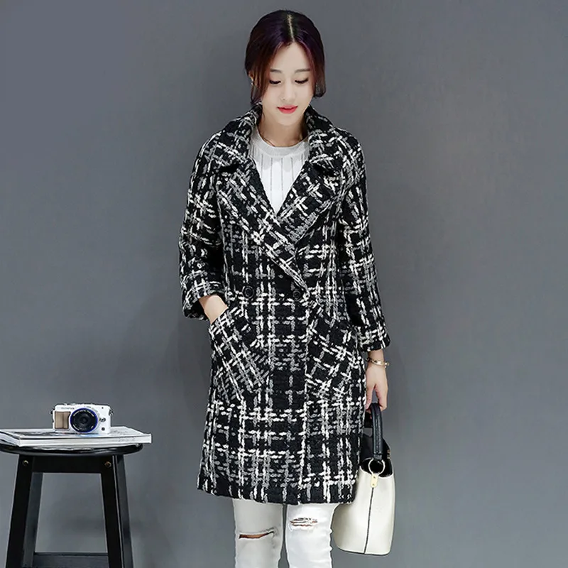 High Quality Wool Coat Women Slim Medium-long Tweed Jacket Fashion Female Outwear Green Coat Brand Women Jacket 7