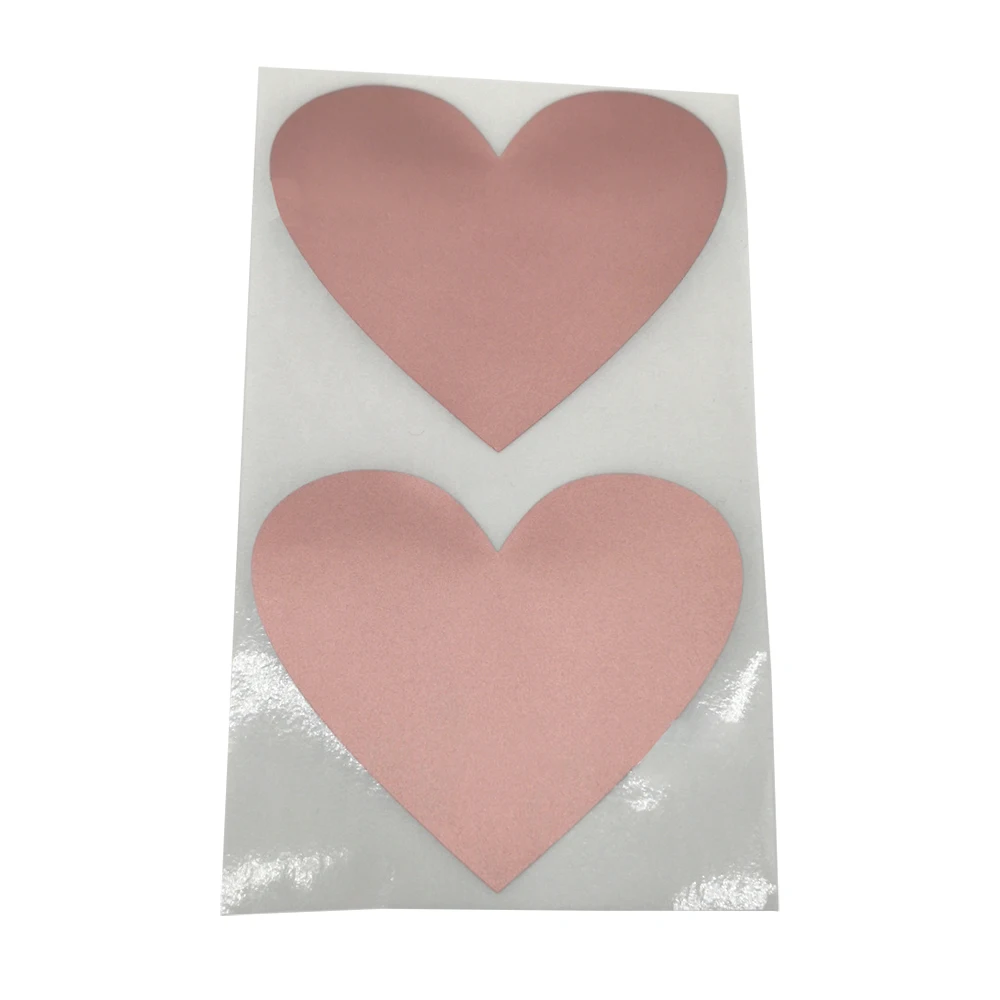 50 Pcs Scratch Off Stickers 70*80mm Love Heart Shape Pink Color Blank for Secret Code Cover Home Game Wedding Message Stationery