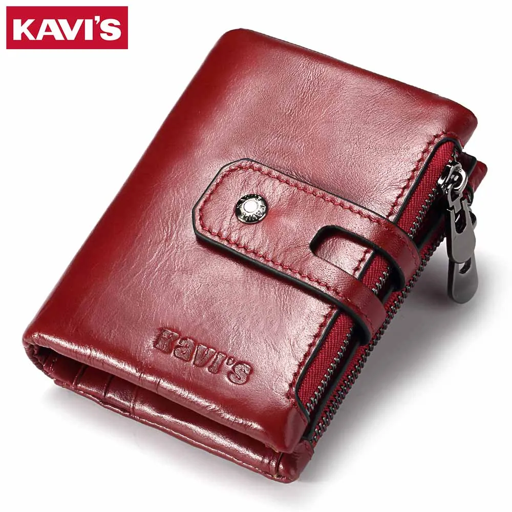 

KAVIS Genuine Leather Women Wallet Female Small Walet Portomonee Lady Mini Zipper Money Bag Vallet Coin Purse Card Holder Perse