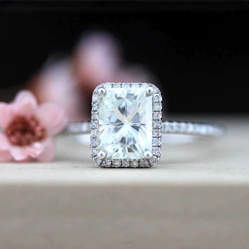 14k White Gold 2.7ct Carat Radiant Cut Engagement Wedding Lab Grown