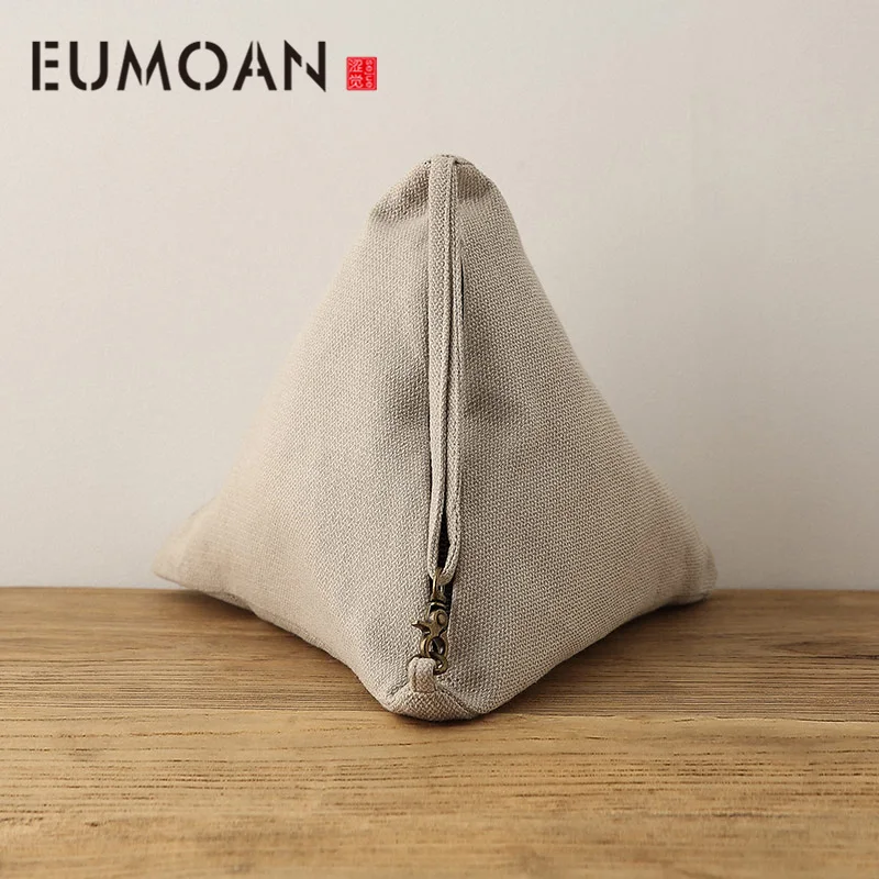 

EUMOAN Tweezers bag, art triangle retro canvas bag, hand-held women's leisure bag