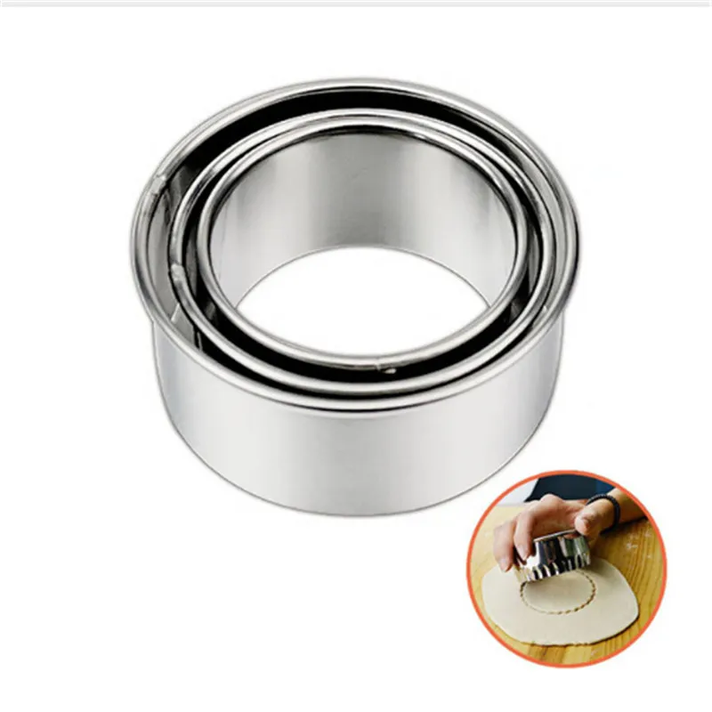 

3pcs/set Stainless Steel Dumpling Wrappers Maker Wrapper Round Shape Cake Mould Egg Mold Dough Cutting Cutter Maker Tools
