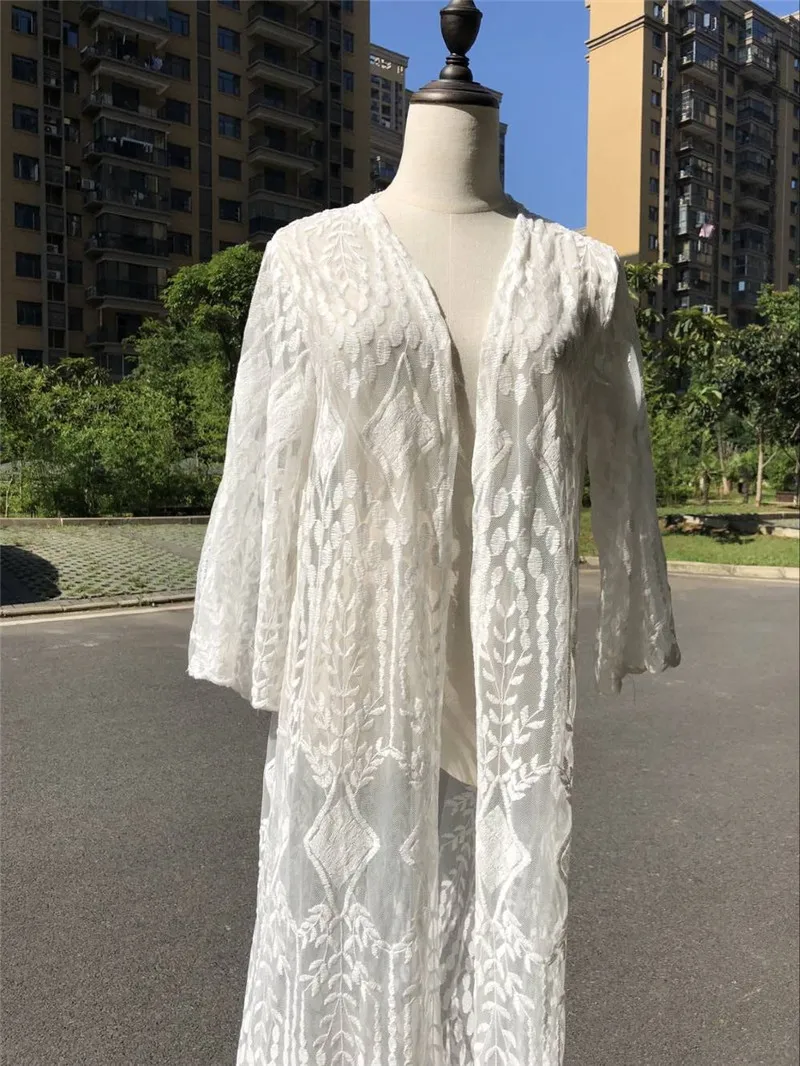 Туника для пляжа, длинное кружевное пляжное платье для женщин, купальник, плюс размер, Saida de платье praiya de Plage Kaftan, Пляжное покрытие# Q521