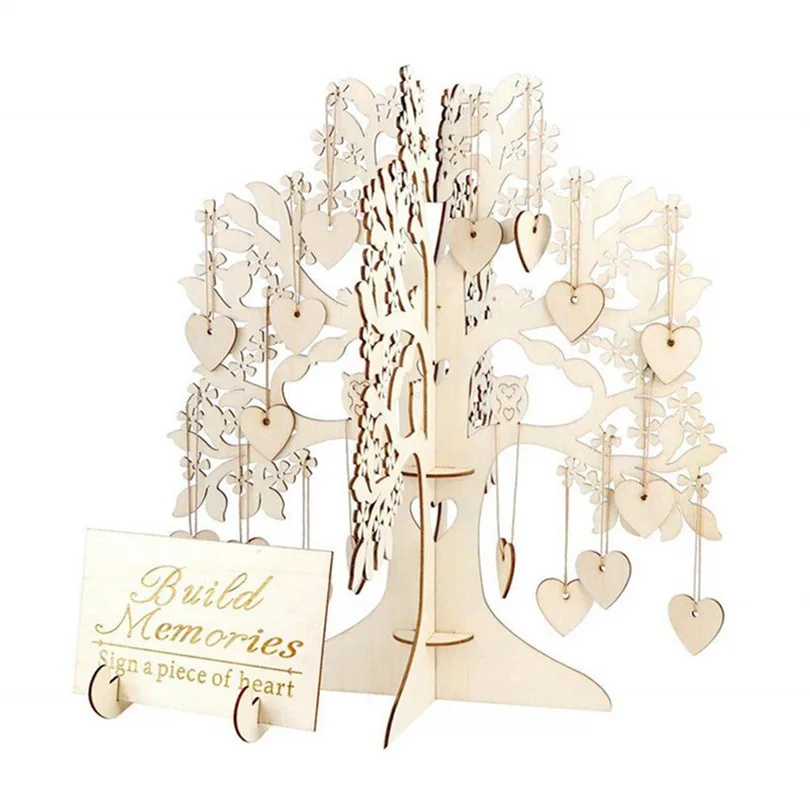 DIY Decorations Wedding Guest Book wishing tree Wooden Hearts Pendant Drop Ornaments Party Decoration 2019 new #4A18 (10)