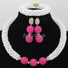 Белый кристалл свадебные ювелирные наборы африканские Ювелирные изделия бусины нигерийские Свадебные африканские бусины комплект ювелирных изделий Рождественский подарок AIJ539