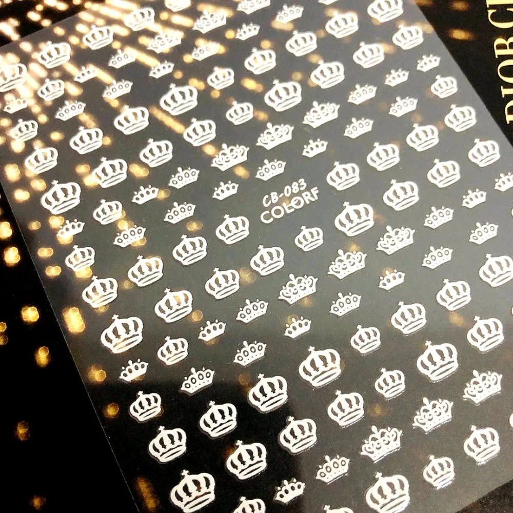 

CB series CB-83 Crown Black White Gold Silver letters 3d nail art stickers decal template diy nail tool decorations