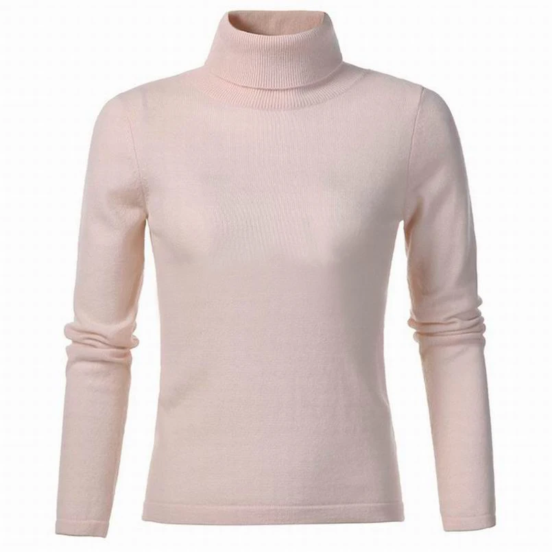 Кашемировый шерстяной свитер, Женский пуловер с высоким воротом, натуральный материал, мягкий теплый розовый свитер, высокое качество, распродажа