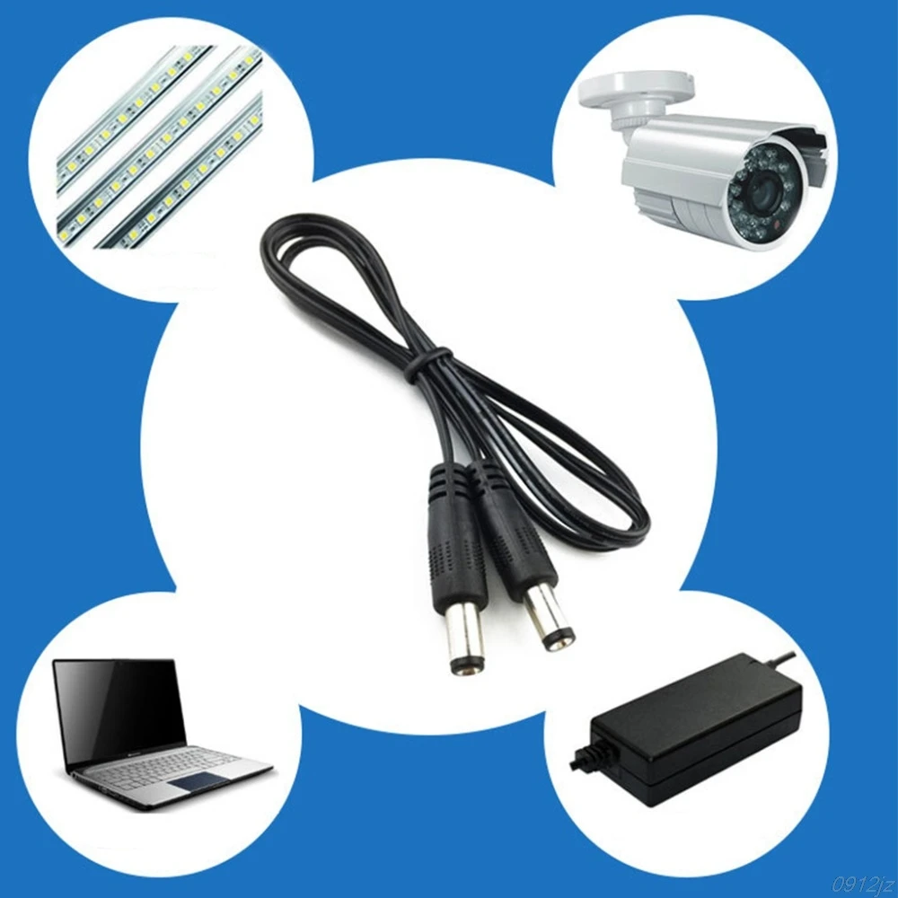 

DC Power Plug 5.5 x 2.1mm Male To 5.5 x 2.1mm Male CCTV Adapter Connector Cable Power Extension Cords C90A New Drop ship qiang