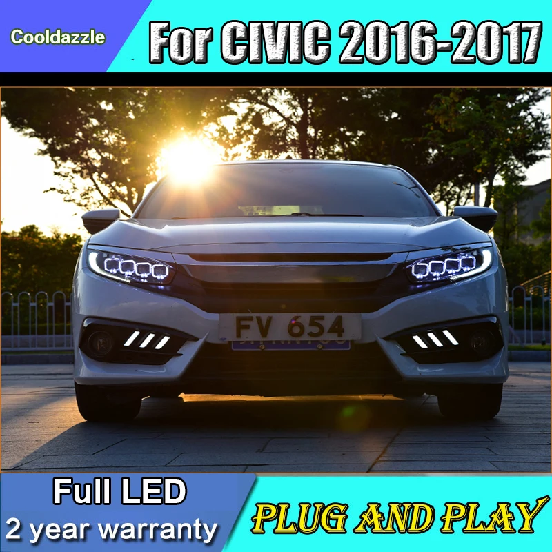 Для Honda Civic головной светильник s в сборе полная СВЕТОДИОДНЫЙ дизайн 2016 2017 год