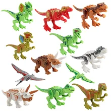 New 12pcs/lot Dinosaurs Of Jurassic World Building Blocks Brinquedos Mini Bricks Figures Kids Toys Compatible With LegoeINGly 