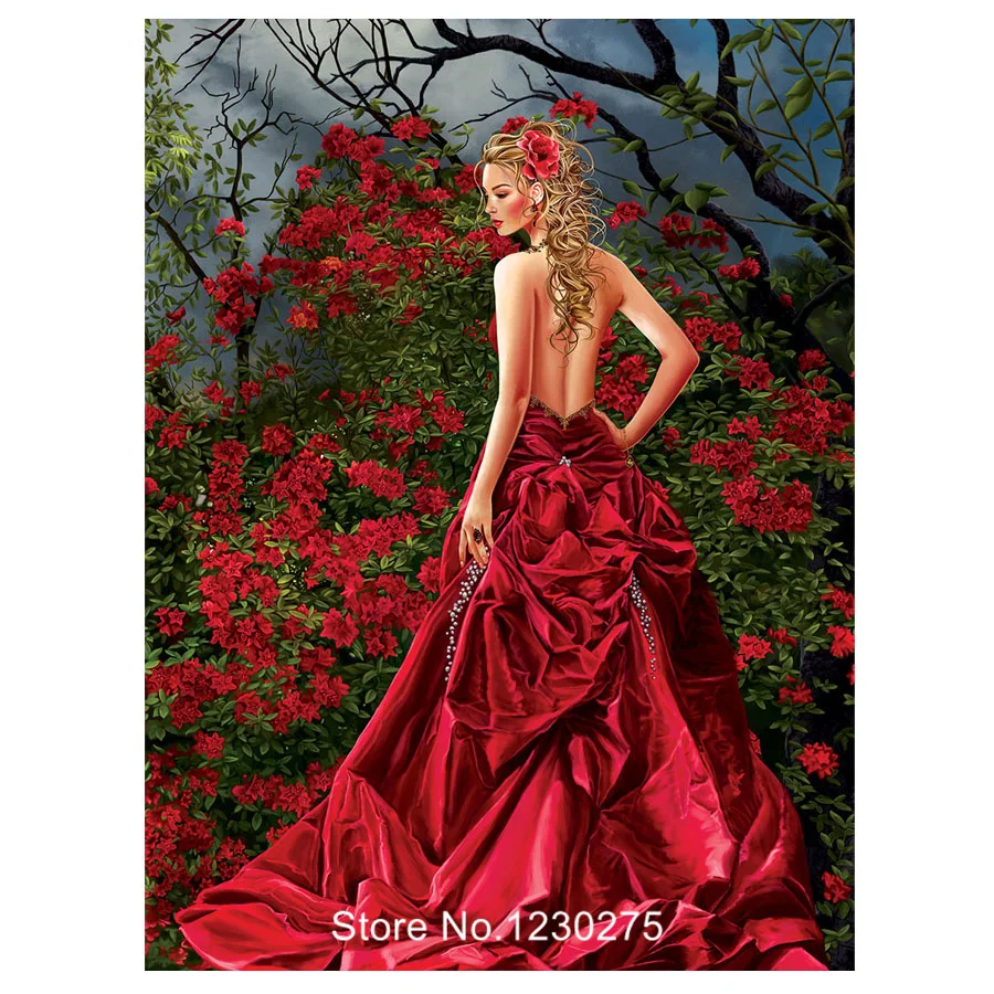

diy diamond painting cross stitch mosaic beautiful women and flower diamond embroidery 5d full square/round drill decor JX030