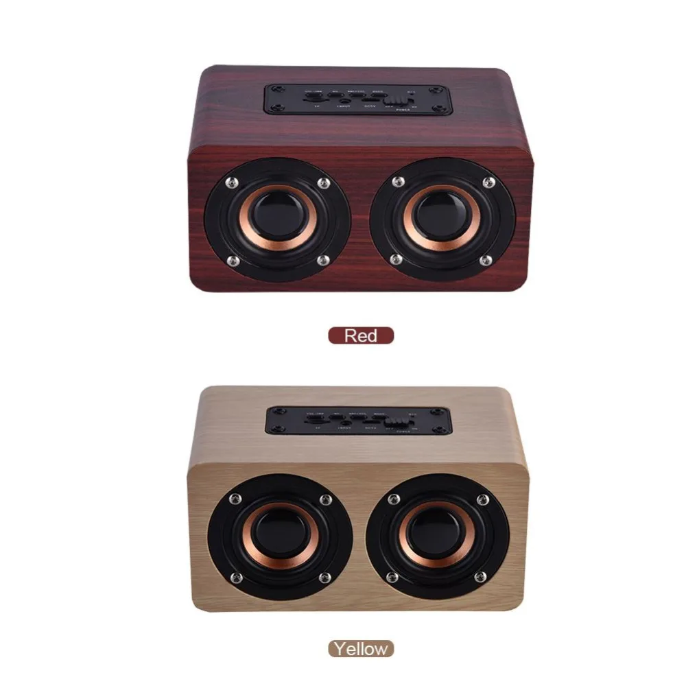 Mini Portable Wooden Bluetooth Speaker Wireless Stereo Loudspeakers with 2 Horns