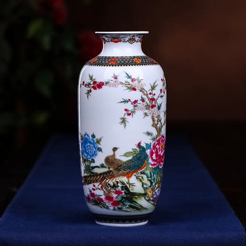 New Chinese Style Jingdezhen ceramic vases flower Hydroponic vase Jingdezhen ceramic flowers modern living room table decoration 2