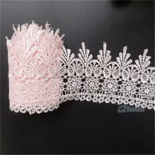 2 yardas borde de encaje bordado Rosa aplique de cinta artesanía de costura DIY Crochet Vintage vestido de novia ropa flores