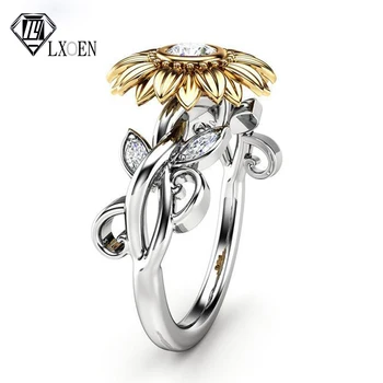 

Gothic Gold Color Flower Stainless Steel Engagement Ring for Women with Luxury Zircon Party Rings Gift Jewelry Anillos