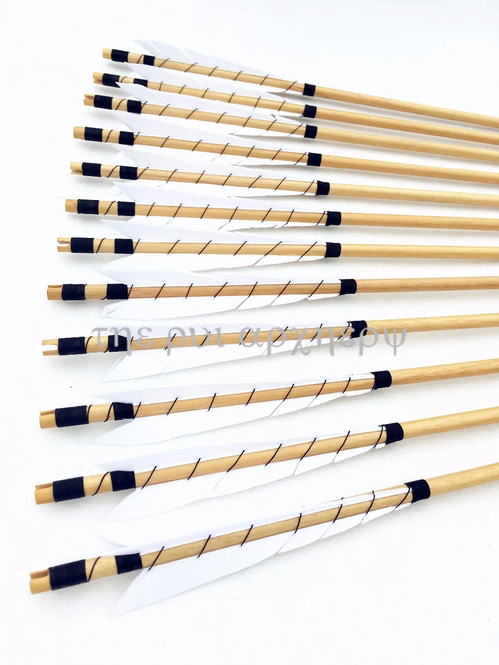 

32inch 6/12/24PCS Handmade Wooden Arrows Turkey Feathers With Bullet Tips With White Feather