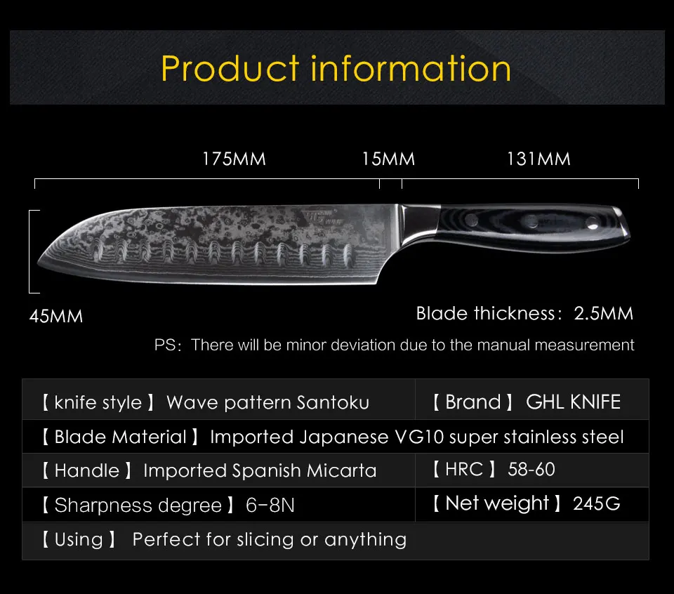 Damascus chef's knife for vegetables