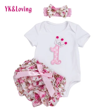 

Newborn Baby Girl Bodysuits Sets Body Infantil Menina Short Sleeve+Headband+Bloomer 2019 Cotton Infant Jumpsuit YK&Loving Z605