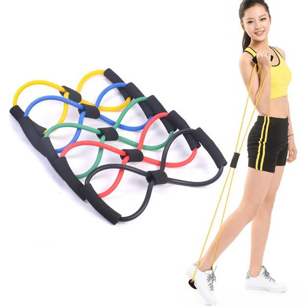 

"8" Shaped Elastic Rubber Sports Loop Extension Strap Yoga Expanding Strap Pilates Fitness Belt Random Color #137