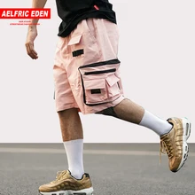 Aelfric Eden, новая мода, молния, лента, несколько карманов, заплатка, хип-хоп, карго, шорты, мужские, Harajuku, модные, повседневные, свободные, уличная одежда