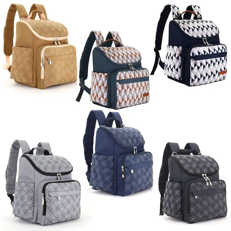

Fashion Diaper Bag Backpack Anti-theft Zipper Pocket Travel Large Capacity Organizer with Baby Stroller Straps for Women Men