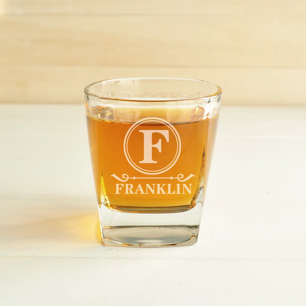 

Custom Whiskey Glass Monogrammed Whiskey Glasses Rocks Glasses Groomsmen Wedding Gift Birthday Custom Glassware