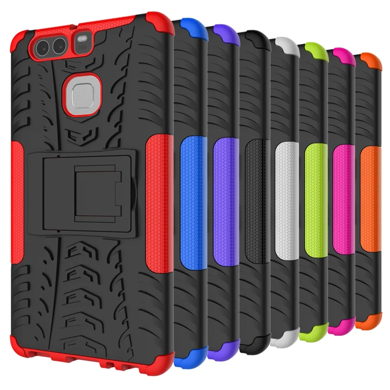 

Full-body Dual Layer Protective Kickstand PC+TPU Back Cover for Huawei P9 P9plus Armor Hard Plastic shell for Huawei P9 Lite