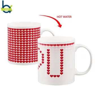

OBR Creative Heat Sensitive Cup Color Changing Ceramic Mug Magic Coffee Tea Milk Mug Thermal Transfer Couple Mug Novelty Gifts