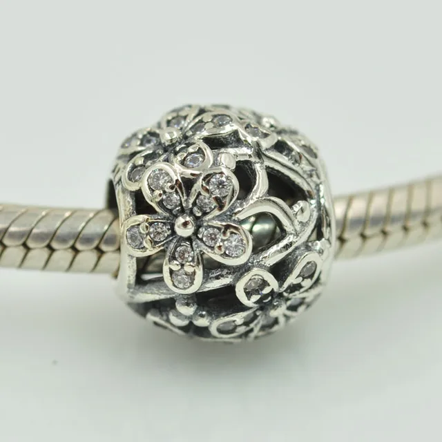 Fits Pandora Charms Bracelet 925 Sterling Silver Bling Dazzling Fits Pandora Charms Bracelet 925 Sterling Silver Bling Dazzling Daisy Flower Charm Beads Diy Fashion