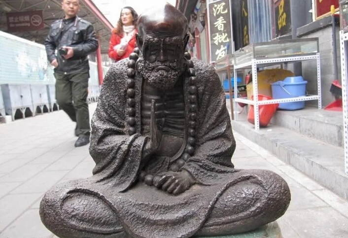 

Collectible bronze S2797 12" Tibetan Folk Fane Buddhism Bronze DaMo Bodhidharma Dharma Buddha God Statue