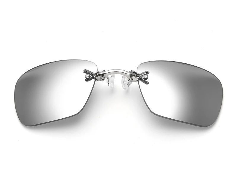 JN IMPRESSION квадратные мини-солнцезащитные очки с клипсой на носу, мужские стильные солнцезащитные очки в стиле стимпанк, женские винтажные металлические черные очки с зеркальным покрытием - Цвет линз: Серебристый