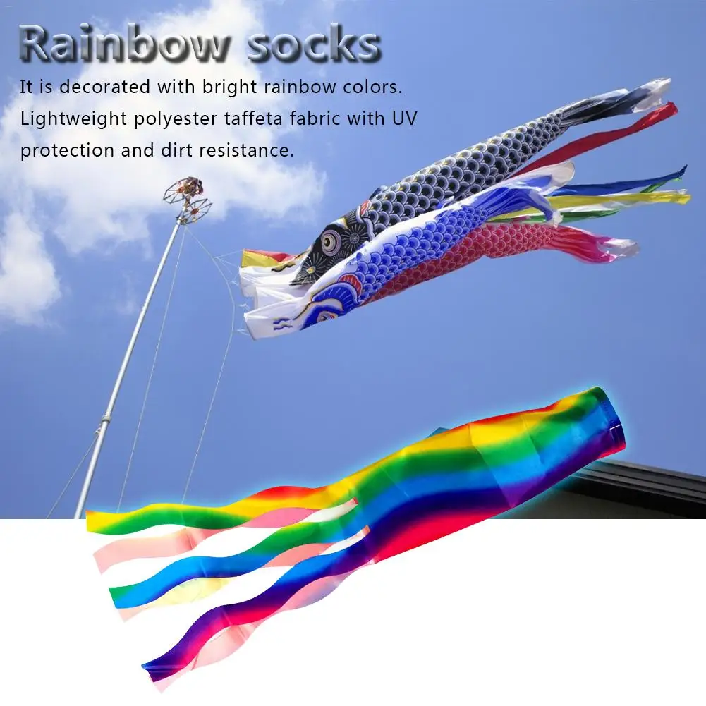 Rainbow Column Flag Windsock Colorful Hanging Decoration Red Orange Yellow Green Blue Purple