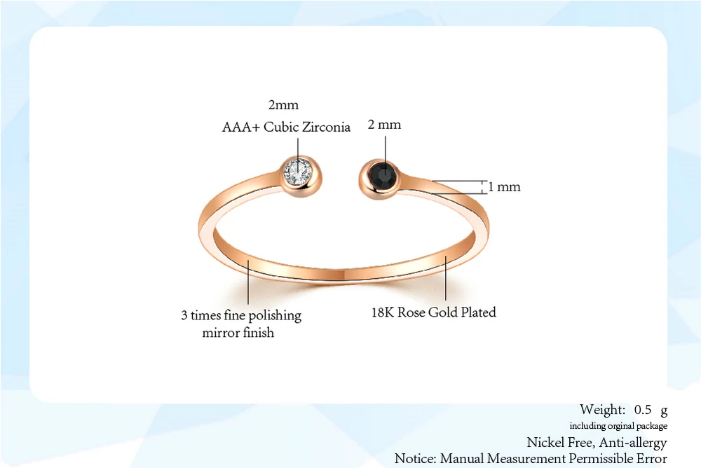 Простой прекрасный стиль Мини Кристалл розовое золото цвет кольцо ювелирные изделия для девочек женские вечерние Кольца Полный размеры ZYR165